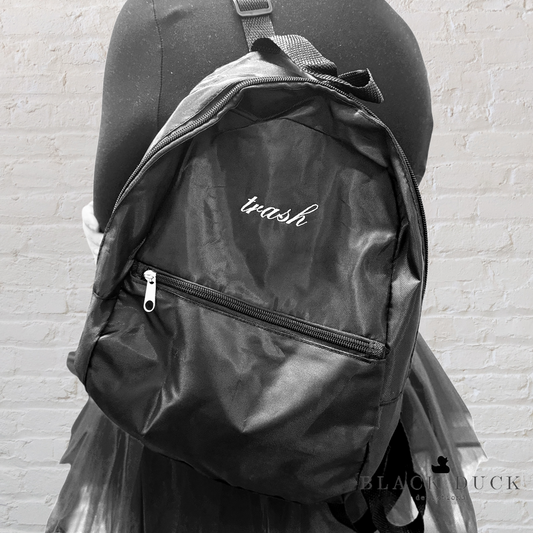 trash bag | embroidered mini backpack