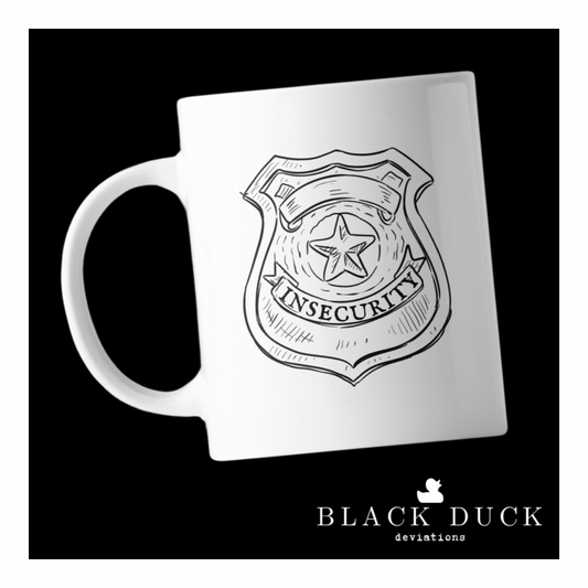 badge of insecurity | deviant coffee mug