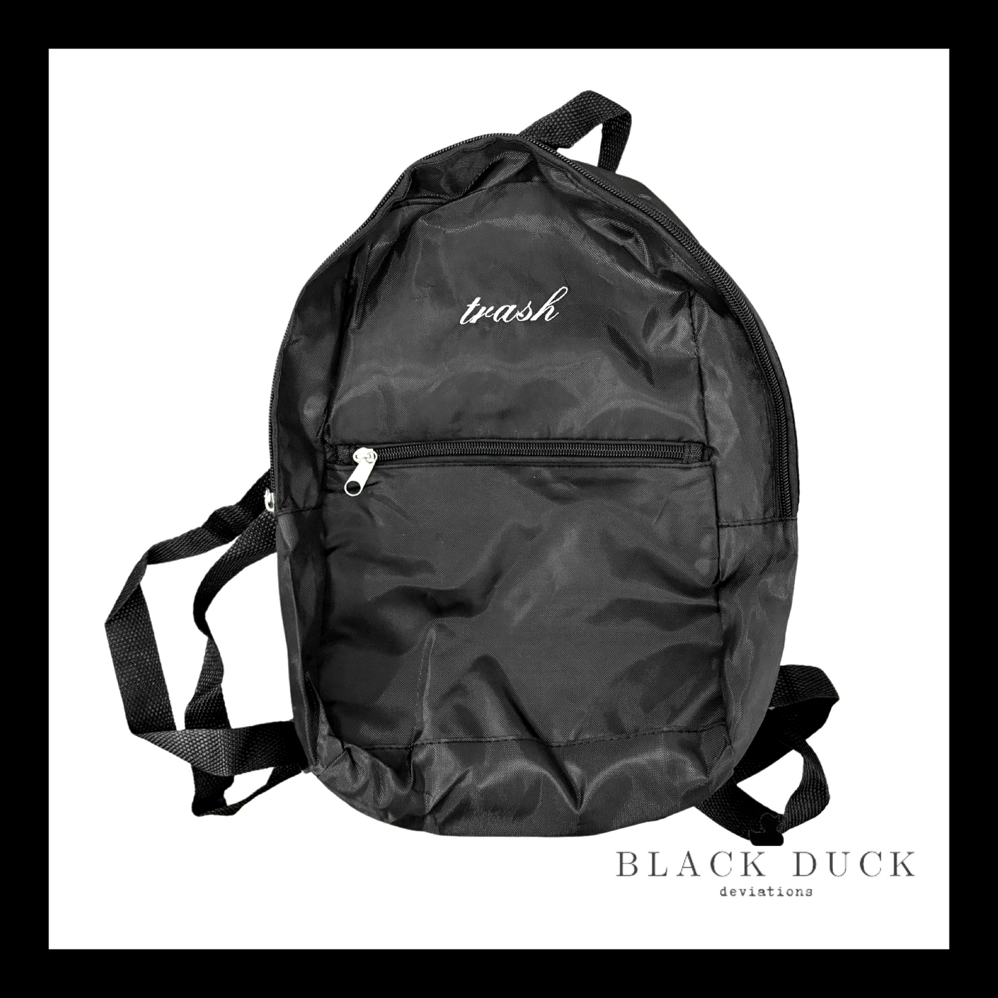 trash bag | embroidered mini backpack