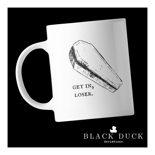 get in, loser coffin | deviant coffee mug