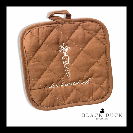 i don't carrot all | embroidered quilted cotton potholder