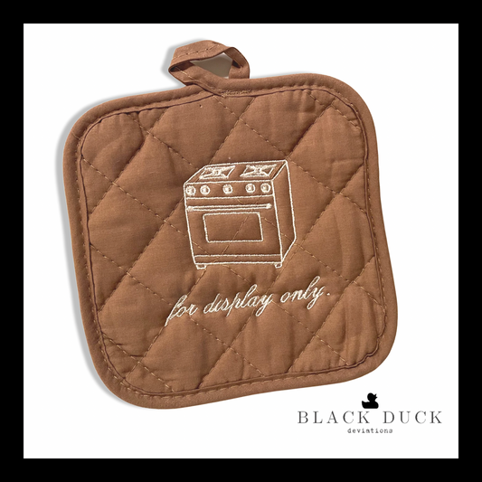 for display only | embroidered quilted cotton potholder