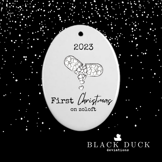 first Christmas on zoloft | cheeky holiday ornament