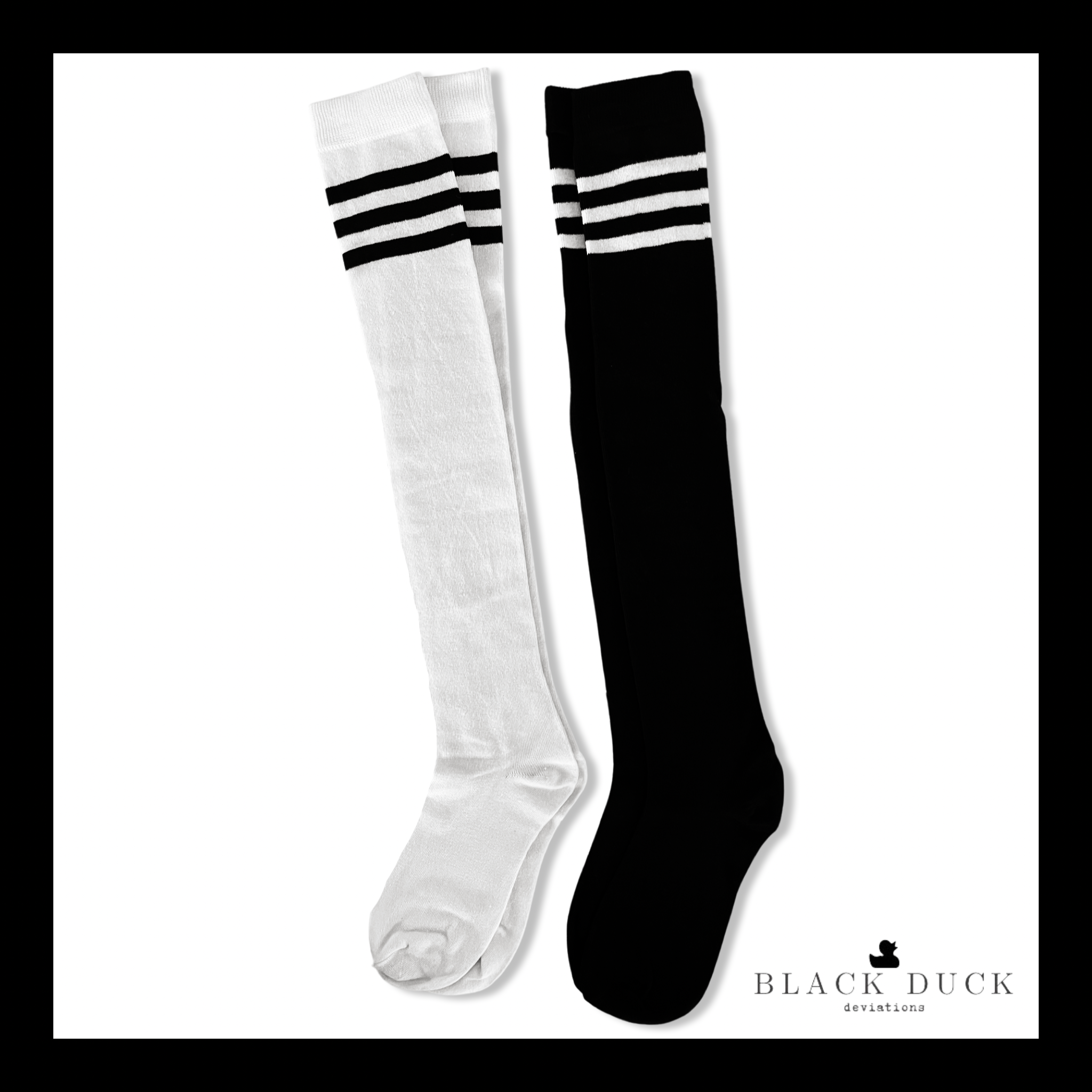 black and white stripes kneehigh socks Black Duck Deviations
