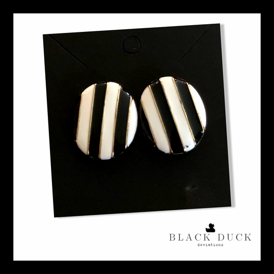 B+W striped oval earrings | fashion earrings