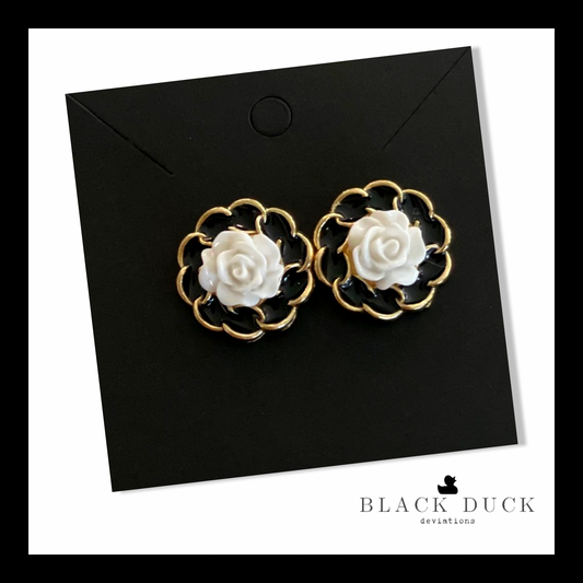 white rose studs | fashion earrings