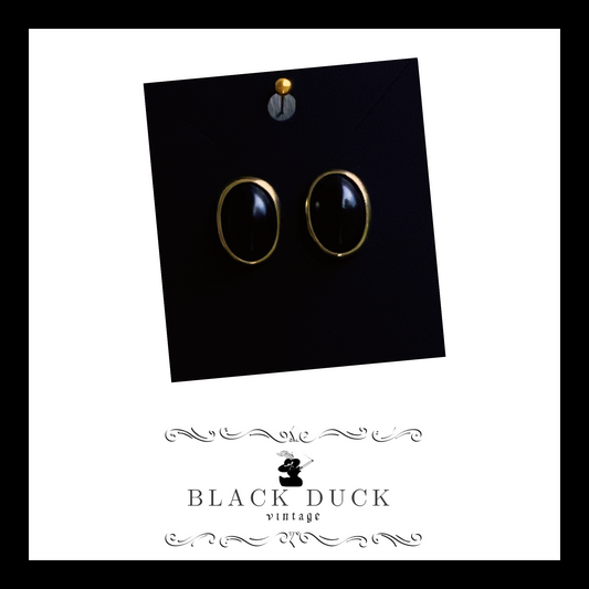 oval black and gold earrings | Black Duck Vintage